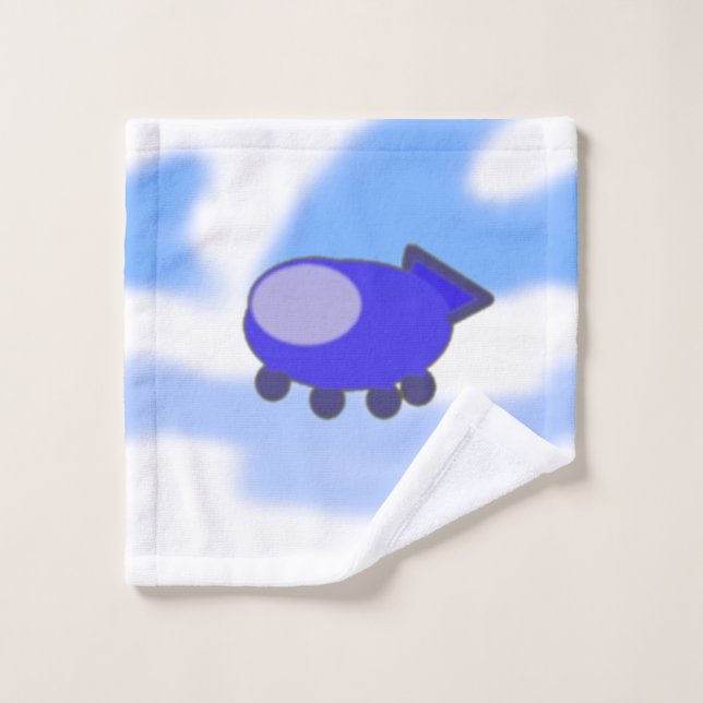 Vaisseau bleu sur les nuages bleus français (Gant de toilette)