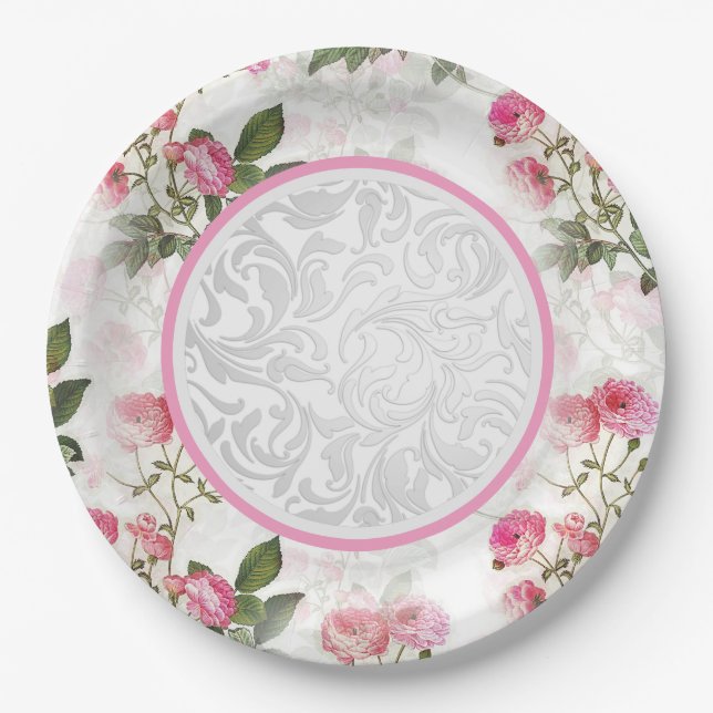Vaisselle de fête victorienne assiette en papier f (Devant)
