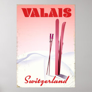 valais Suisse affiche de ski vintage