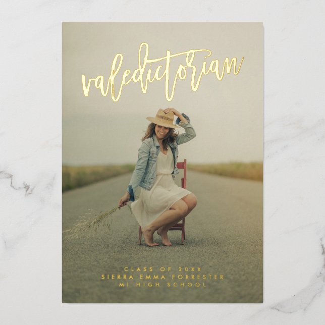 Valedictorian Graduian Foil Invitation (Recto)