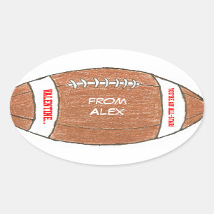 Valentin garçon - autocollant de football avec nom