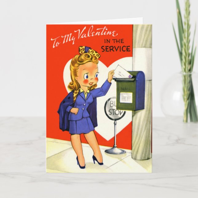 Valentin vintage dans la carte service (Devant)