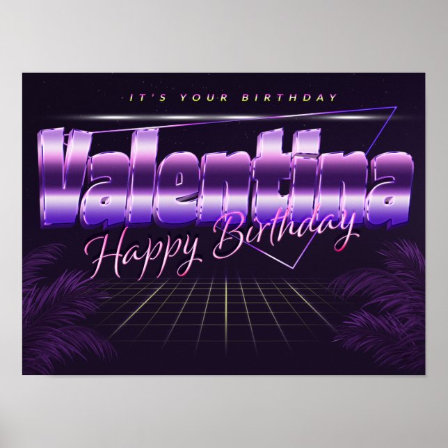 Valentina Nom Vorname retro Poster Geburtstag (Devant)