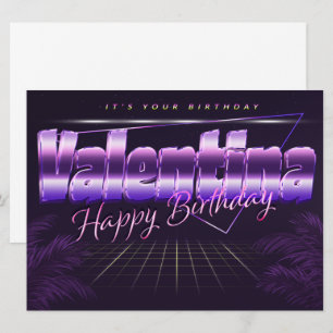 Valentina prénom carte rétro lilas anniversaire