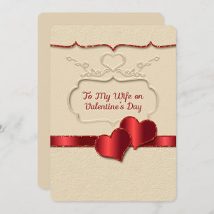 Valentine À Ma Femme Style Embossé Deux Coeurs