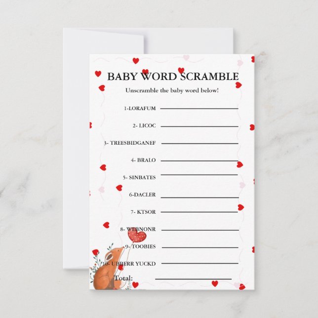 Valentine Baby mot brouiller jeu baby shower (Devant)