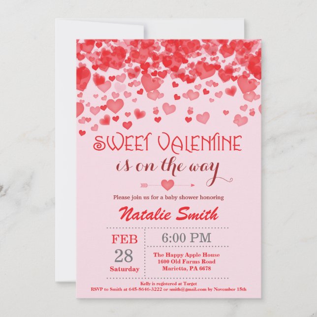 Valentine Baby shower Invitation Little Sweetheart (Devant)