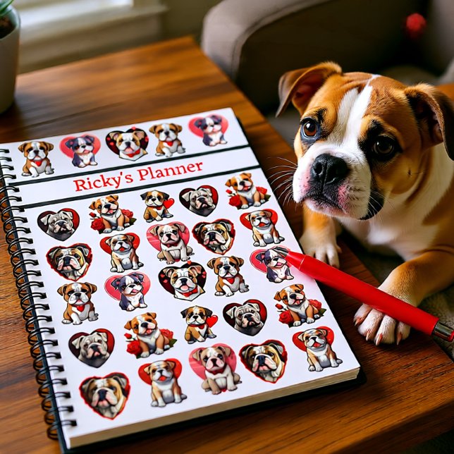 Valentine Bulldog personnalisée (Valentine Bulldog Love Personalized Cute Dog Planner)