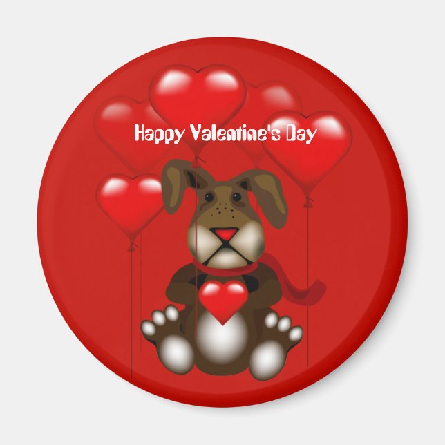 Valentine Bunny Balloons Coeur Magnet personnalisé (Devant)