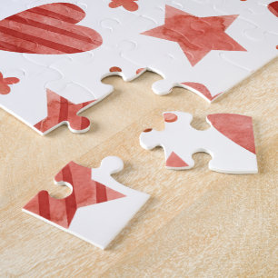 Valentine Coeurs & Etoiles Motif Jigsaw Puzzle