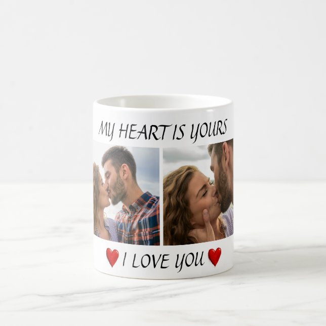 Valentine Coffee Mug I Love You with Couple Photos (Centre)