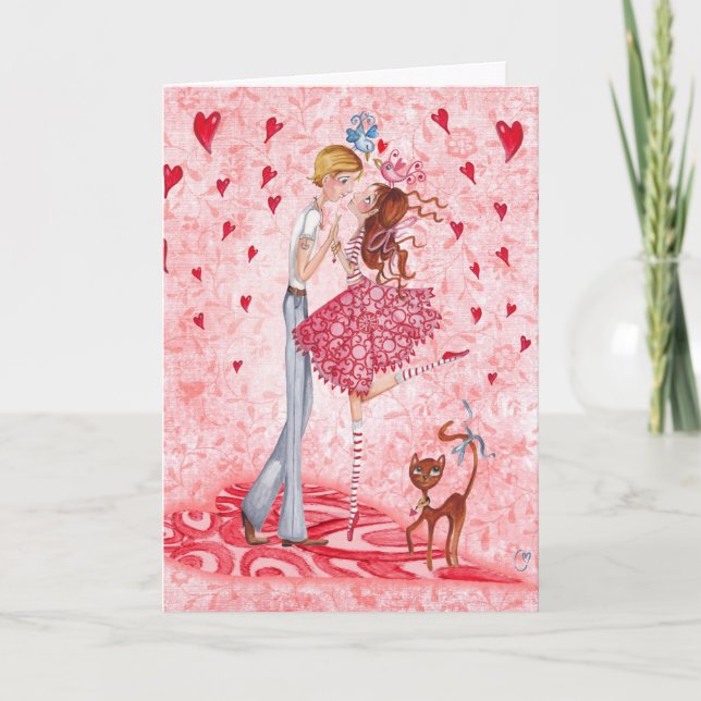 Valentine Couple Love Hearts | Carte de vœux (Devant)