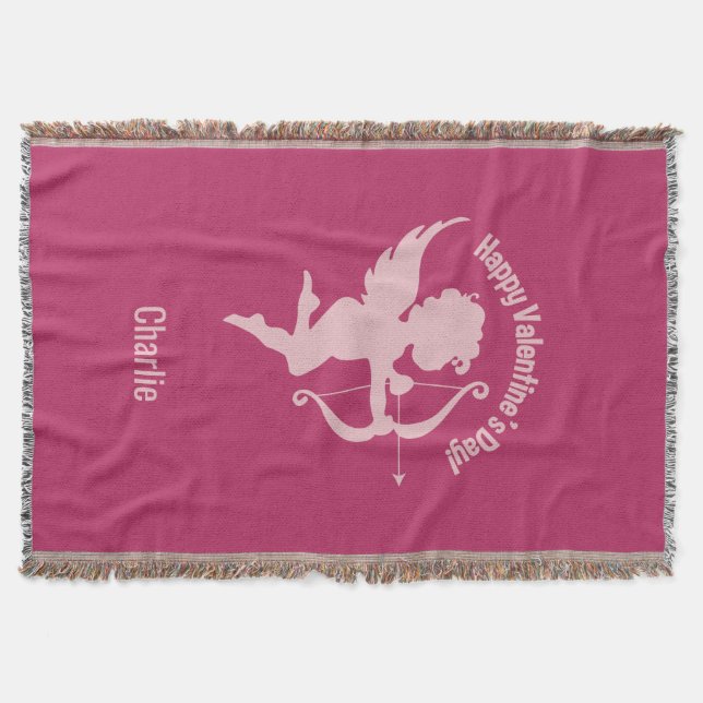 Valentine Cupid nom personnalisé jeter couverture (Devant)