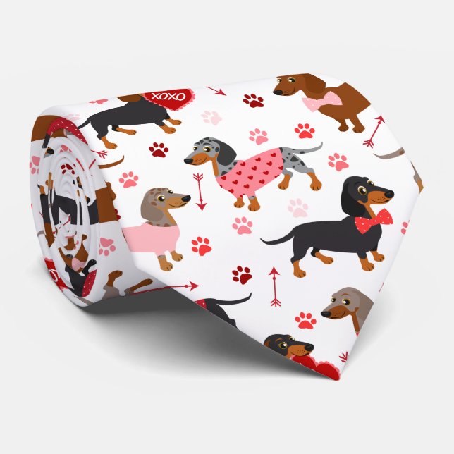 Valentine Dachshund Cravate (Roulé)