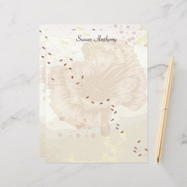 Valentine Distressed Floral Faded Papier fixe (Devant/Arrière en situation)