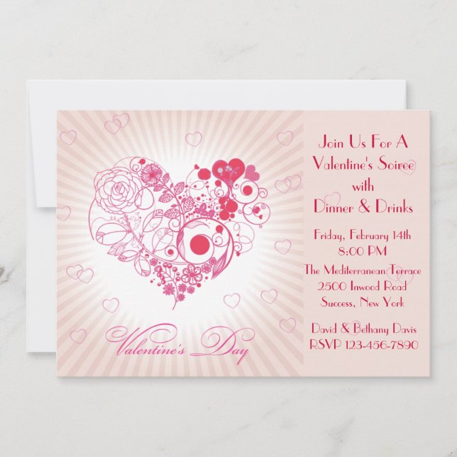 Valentine Floral Heart Invitation (Devant)