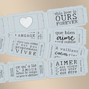 Valentine French Love Citation Couper Billets