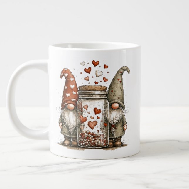 Valentine Gnome Coffee Mug – Cute Love Jar Design (Gauche)