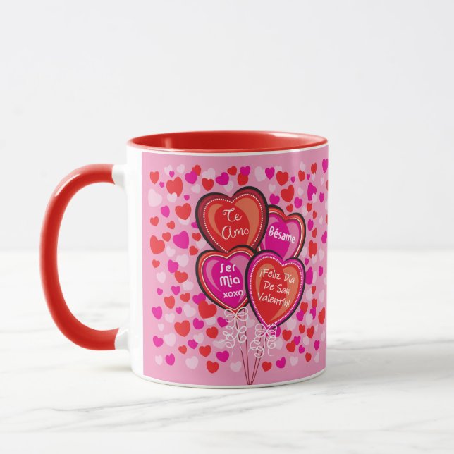 Valentine Heart Balloons Espagnol Mug (Gauche)