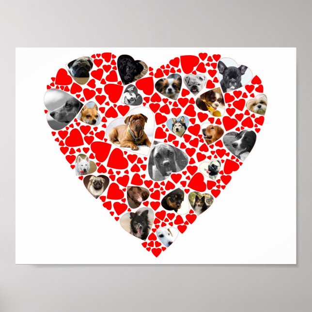 Valentine Heart Dog Photo Collage affiches (Devant)