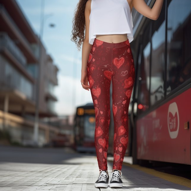 Valentine Heart Doodle Leggings (Créateur téléchargé)