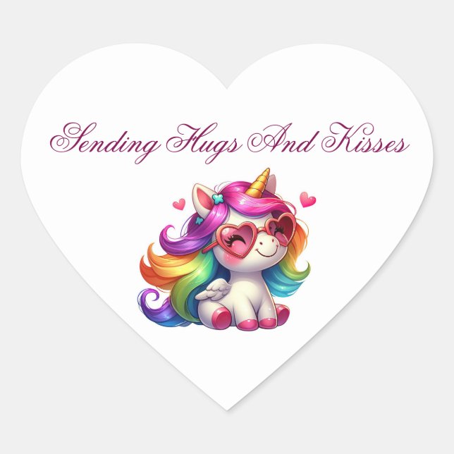 Valentine Heart Shaped Unicorn Sticker (Devant)