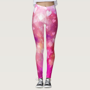 Valentine Hearts nuage rose étincelant Leggings