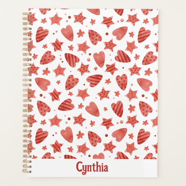 Valentine Hearts & Stars Motif Planner (Devant)
