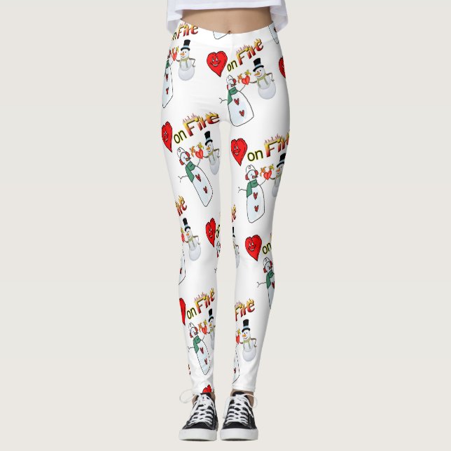 Valentine Leggings Long Snowman Fire (Devant)