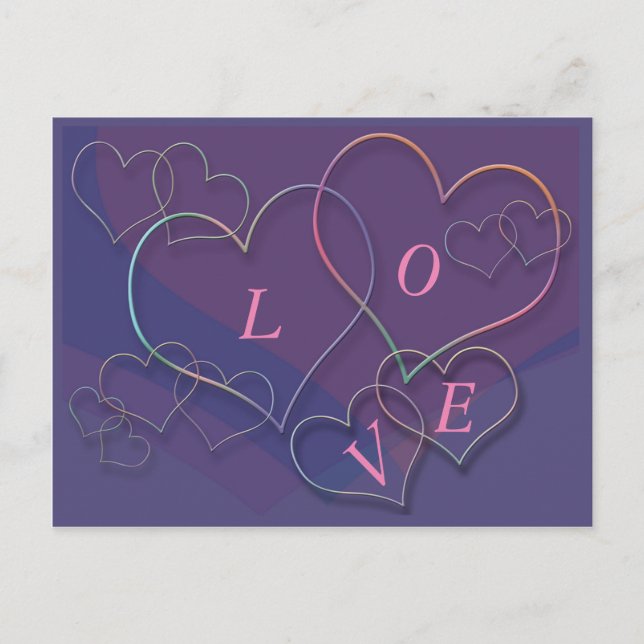 Valentine Linking Heart Outlines Love Carte postal (Devant)