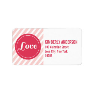 Valentine Love Cercles Pink Stripes Étiquette de a
