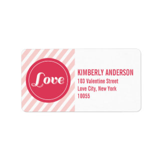 Valentine Love Cercles Pink Stripes Étiquette de a