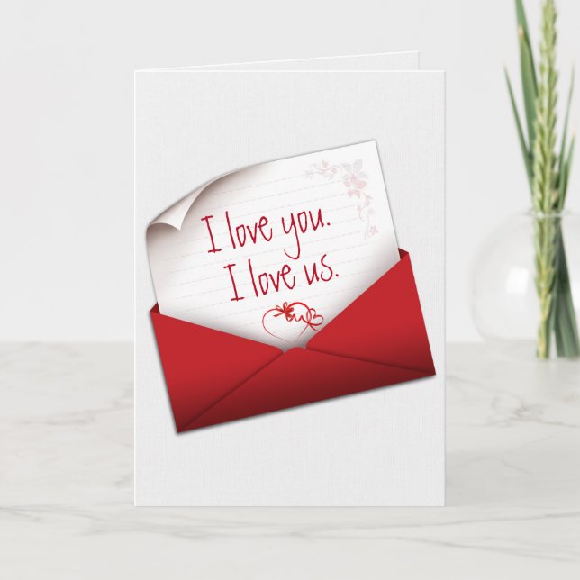Valentine Love Note dans la carte Enveloppe Rouge (Devant)