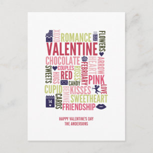 Valentine Mots Valentine's Day Carte postale