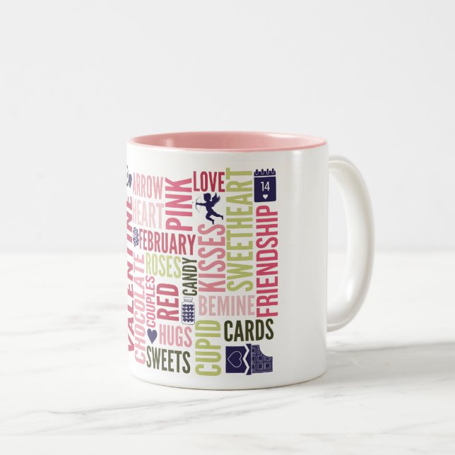 Valentine Mots Valentine's Day Coffee Mug (Devant droit)