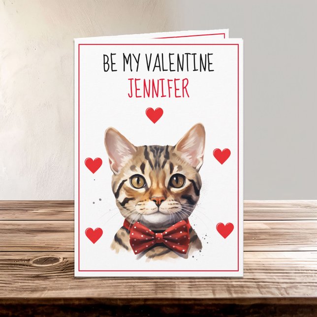 Valentine Purfect Bengale Chat Carte de voeux plié (Créateur téléchargé)