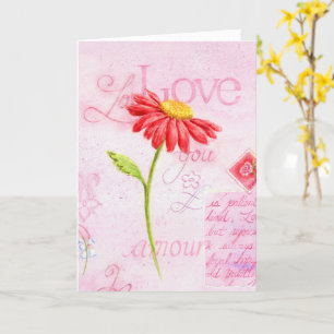 Valentine Religieux Red Daisy Carte de voeux