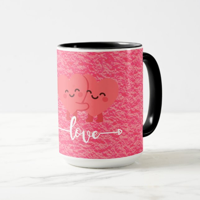 Valentine’s Day Love Mug – Pink Hearts Design (Devant droit)