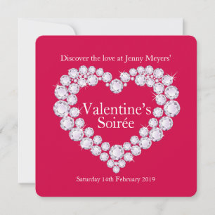 Valentine soirée carreau coeur invitation