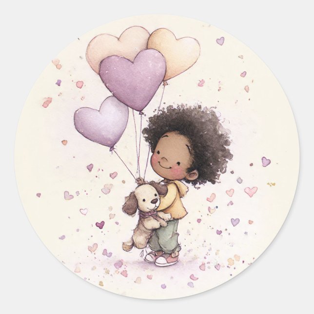 Valentine Stickers – African American Toddler (Devant)