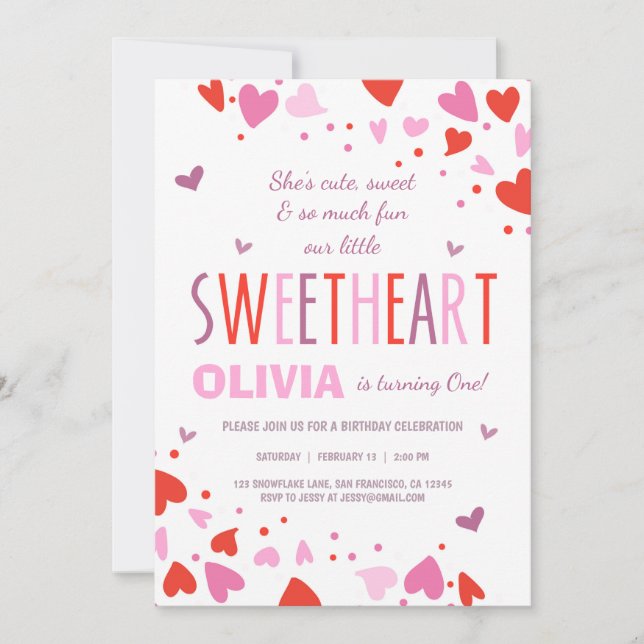 Valentine Sweetheart Anniversaire Fête Invitation (Devant)