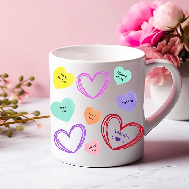 Valentine Sweetheart Candy Phases Mug café (Créateur téléchargé)