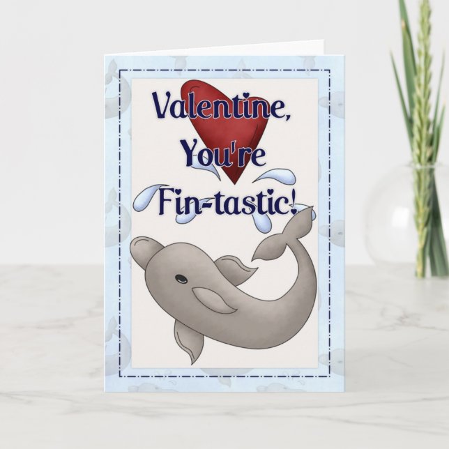 Valentine Vous êtes une carte Dolphin Fin-Tastic d (Devant)