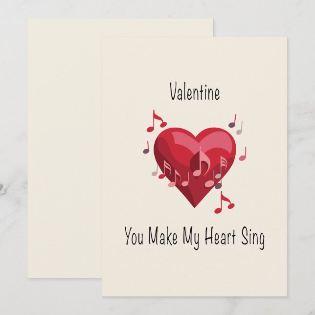 Valentine vous faites chanter mon cœur carte posta (Devant / Derrière)