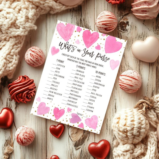 Valentine what on your purse baby shower game card (Créateur téléchargé)