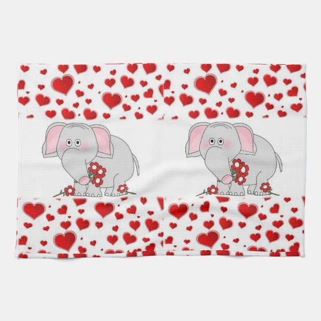 valentines amour cuisine serviette à main Eléphant (Horizontal)