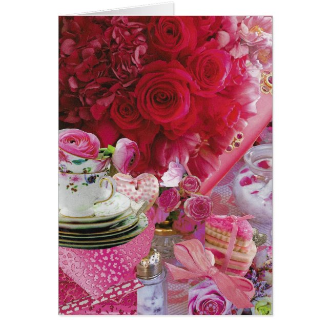 Valentines aux roses roses roses et Teacup de Chin (Devant)