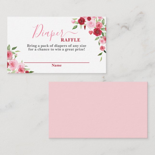 Valentines Baby shower Déchets Carte Raffle (Devant / Derrière)