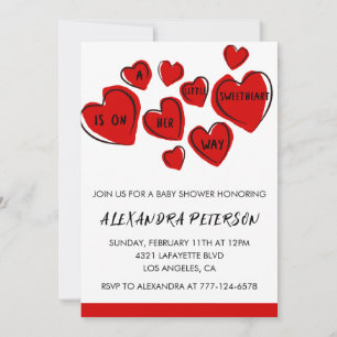 Valentines baby shower invitation coeur doux rouge