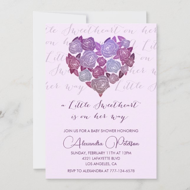 Valentines baby shower invitation Romantique (Devant)
